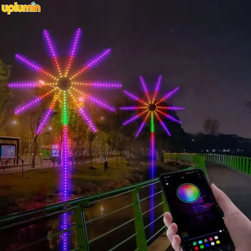 Outdoor LED Fireworks Strip Light Sound Recognize Music Rhythm Activated Digital IC Control House Party Decor Light