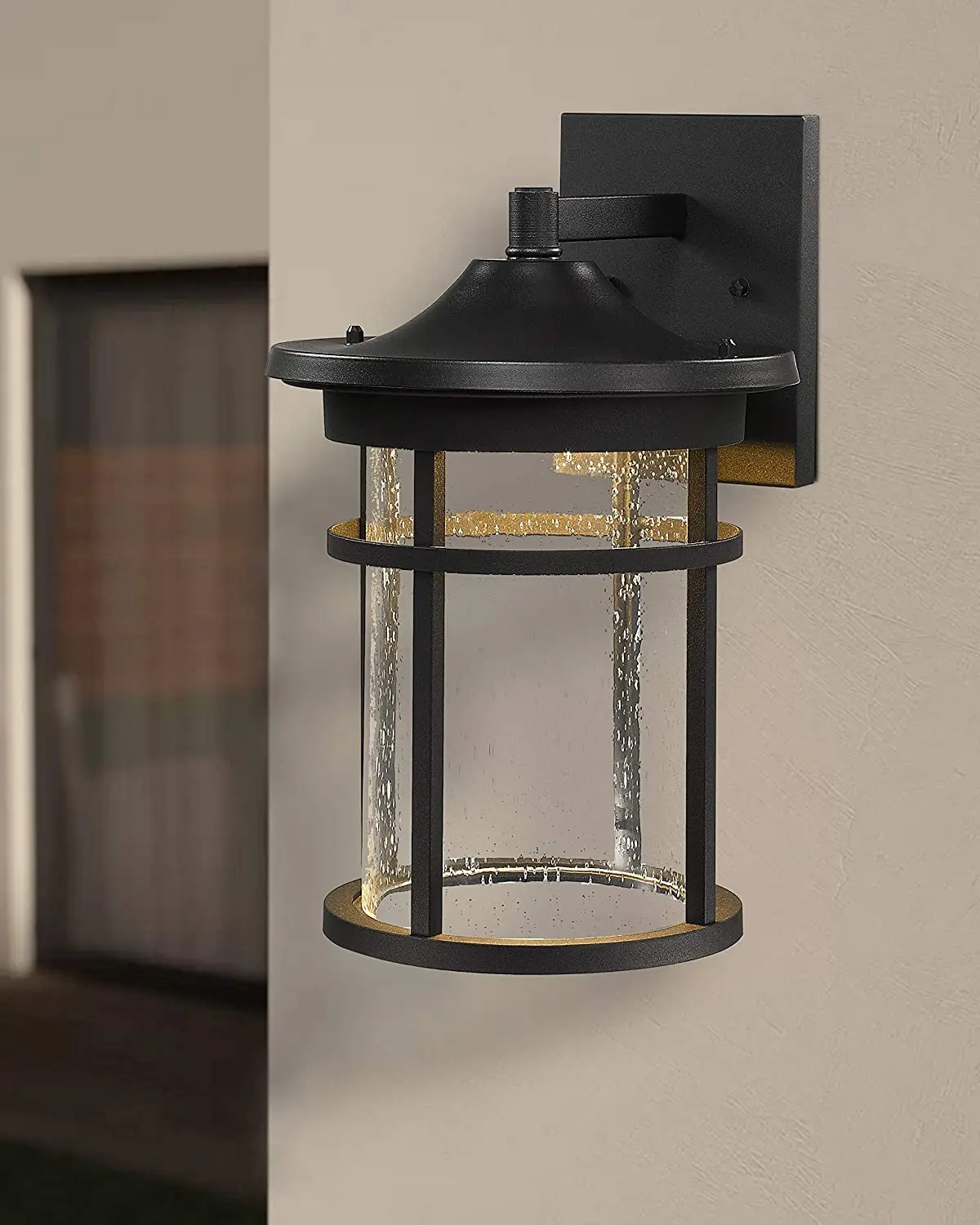 Retro Classic Exterior Garden Energy Saving LED Aluminum Bubble Glass Outdoor Wall Lamp