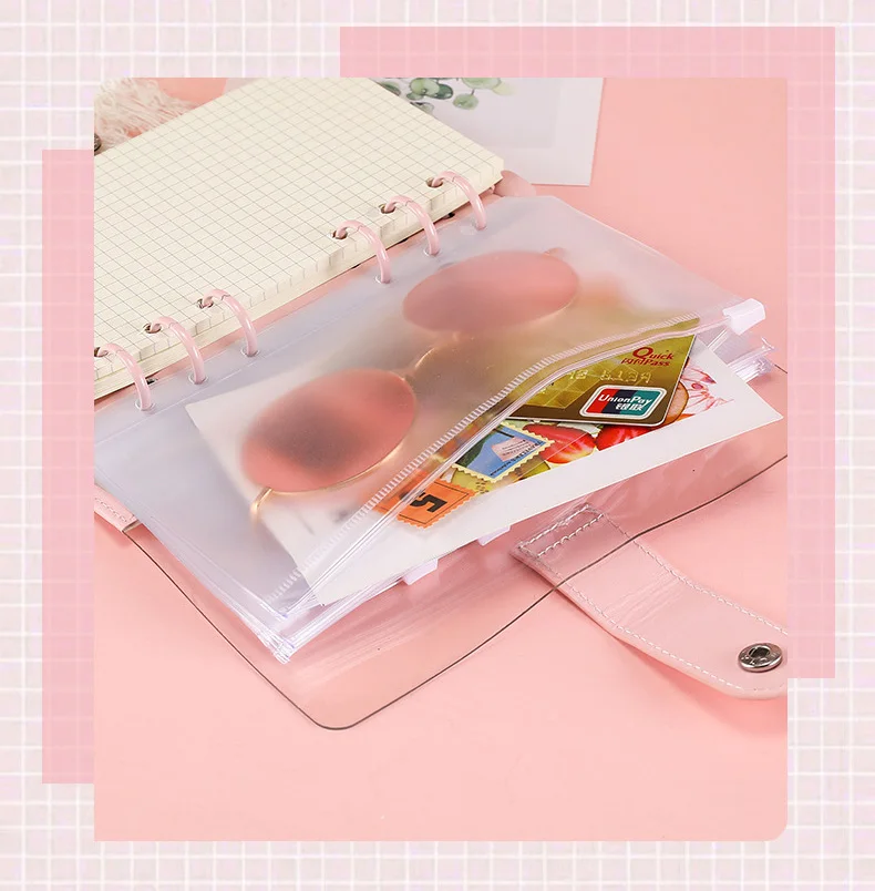 Custom a6 PVC clear cover 100 envelope challenge 6 rings zipper pouch money organizer for cash budget binder 2024 with snap