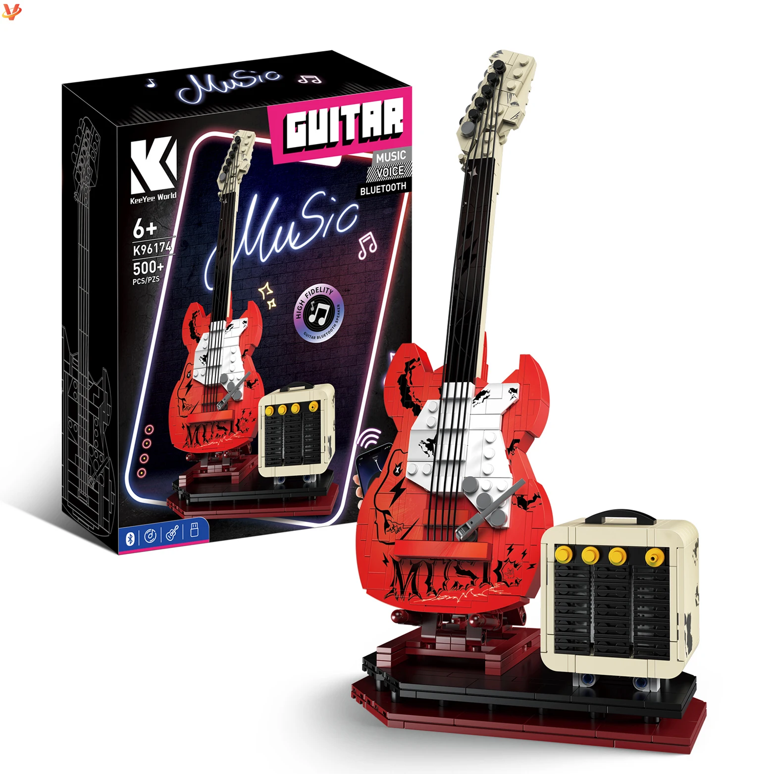 2024 New Arrival Trend Assembly Guitar Model Building Blocks Set MOC DIY Brick for Children Toy Creative Gift