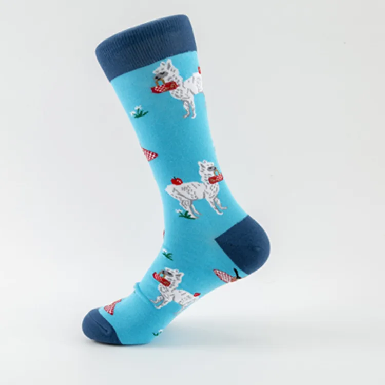 Art cat guitar men happy socks casual trendy man mushroom socks novelty funny shark alpaca socks