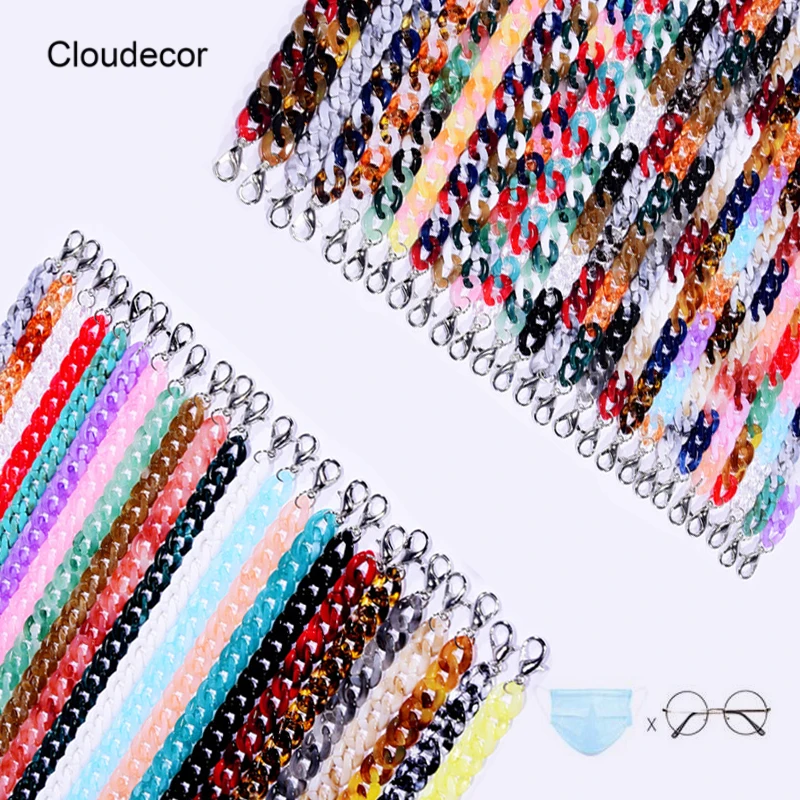 New Thin Colorful Acrylic Sunglasses Holder Anti Slip Eyeglass Chain With Clasp Resin Glasses Strap Chain Necklace Accessories