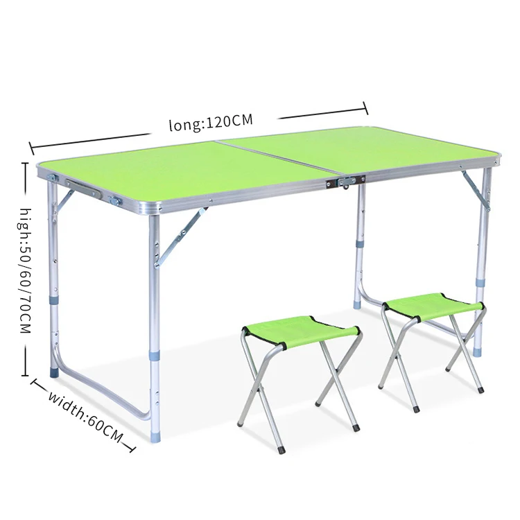 
Blue Green White Folding Picnic Tables Lightweight Desk Portable Handle Camping Folding Table And Chairs Set 