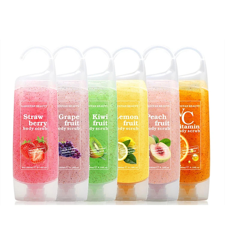 private label organic body wash fruit flavor exfoliating scrub lightening whitening shower gel