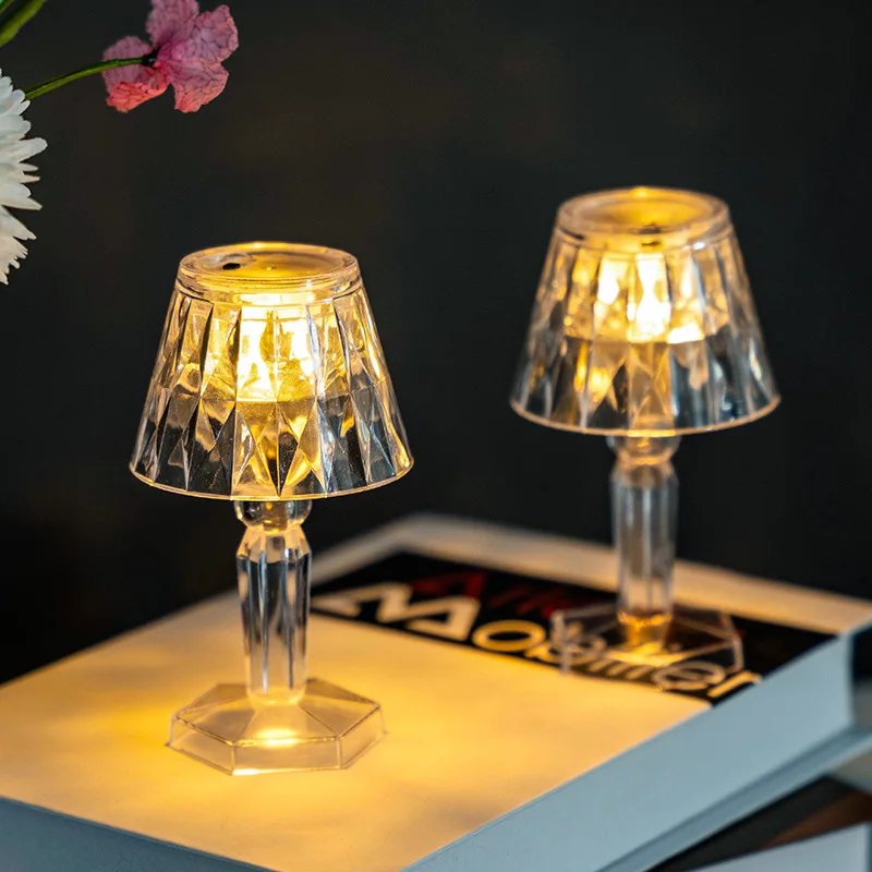 Crystal table lamp led transparent acrylic creative night light simple bedside lamp