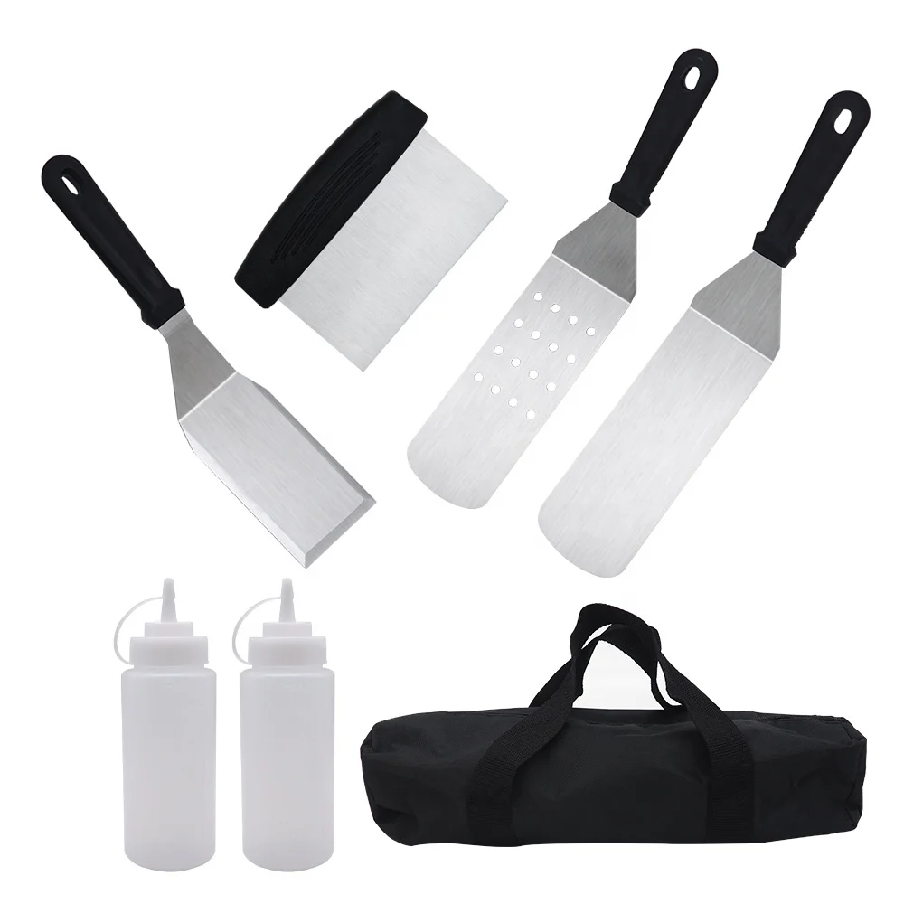 Professional 9 PCS Stainless Steel Plastic Handle Outdoor Accessory Kit Set Griddle Accessories With Oxford Cloth Case