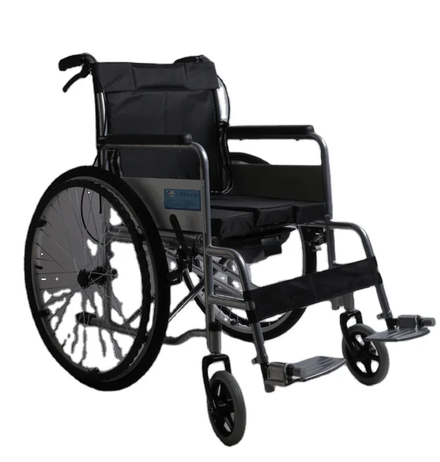 Basic Model Foldable Wheelchair Safe Braking System Commode Manual Wheelchair Detachable Hand Pedal Wheelchair