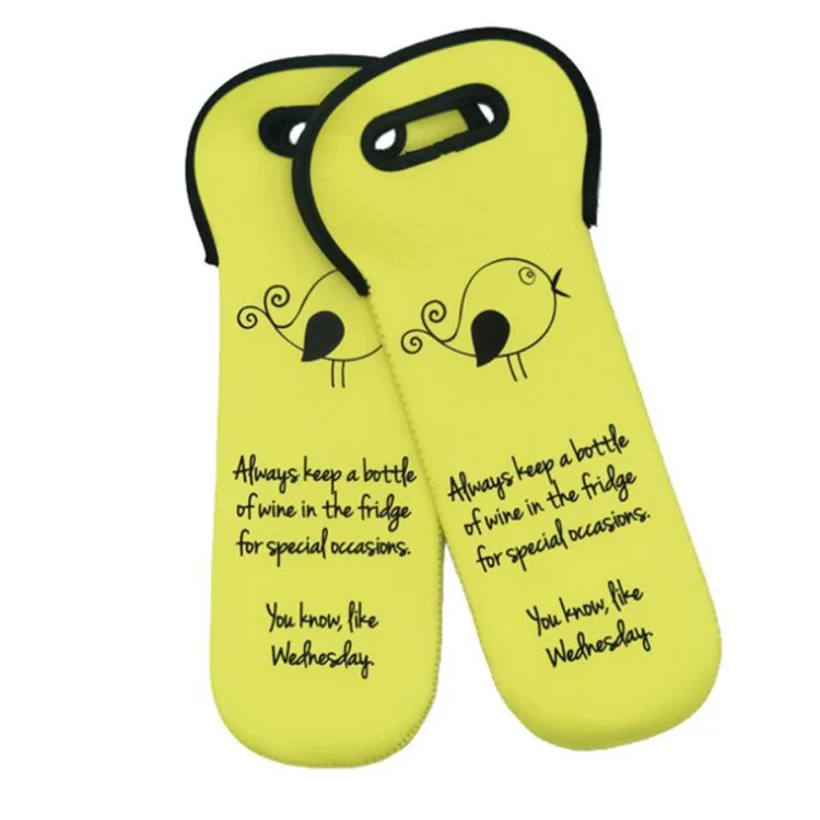 Custom Neoprene Insulated Tote Freezer Leather Fabric Bottle Wine Bag