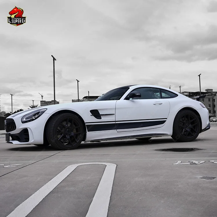 AMG GTR Style Front Rear Bumper Dry carbon fiber Side skirt and Spoiler Wing Exhaust Tail For BENZ AMG GT/GTC/GTS Wide body kit