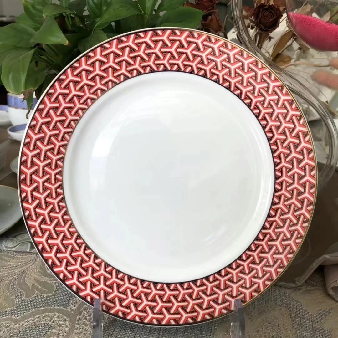 Factory Price Customized Design Ceramic Tableware  Round Plates Dinner Bowls Dinnerware Sets White Porcelain