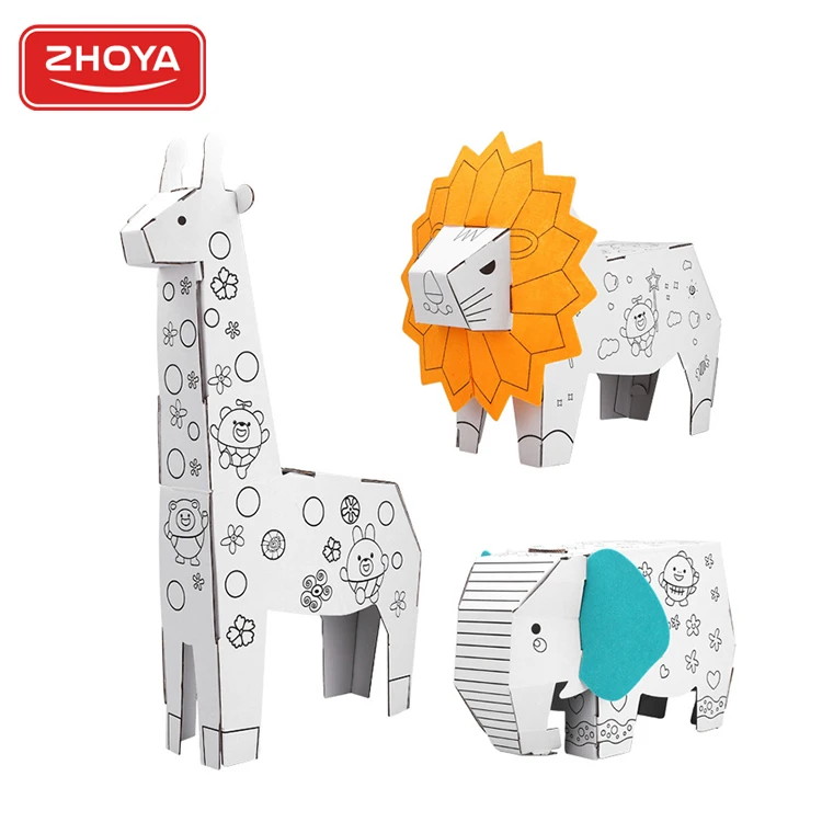 Wholesale 3 designs 3D Art Painting cartoon lion elephant giraffe educational doodle diy doodle toy for kids