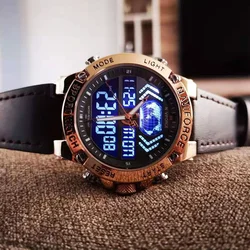 NAVIFORCE 9164 RGBDBN натуральная кожа кварцевые японские спортивные все водонепроницаемые мужские наручные часы navy force по заводской