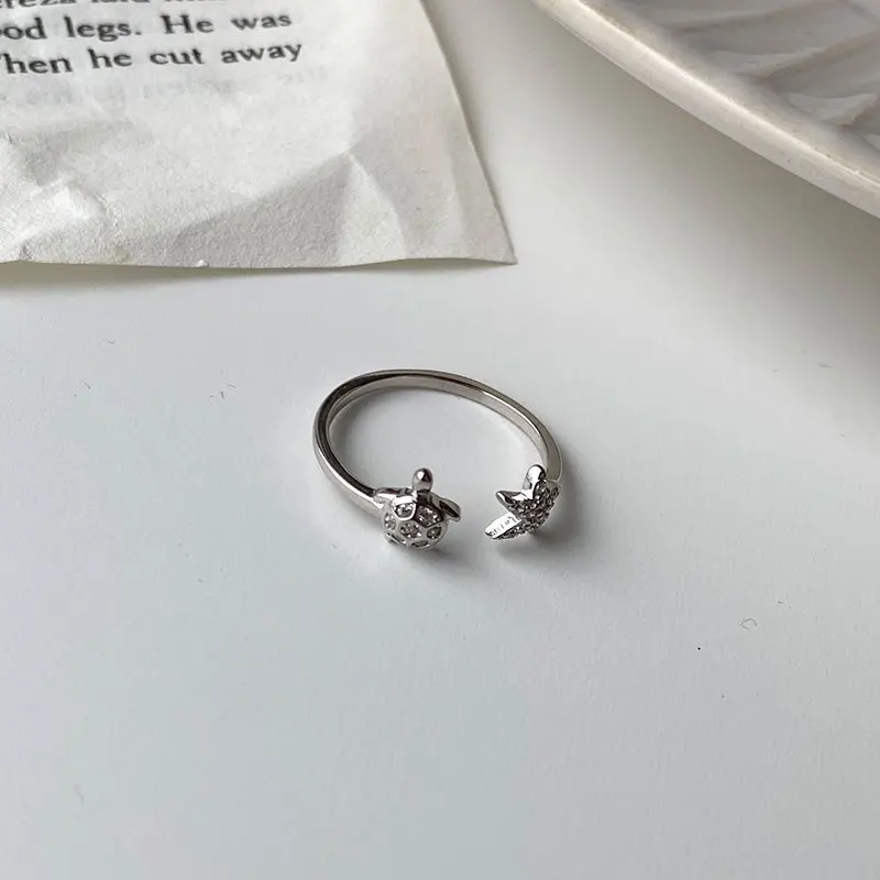 Wholesale Cute 925 Sterling Silver Starfish Sea Turtle Open Rings for Women