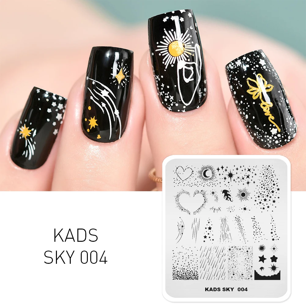 KADS Nail Stamping Templates Sun Moon Stars Pattern Design Stainless Steel Nail Stamping Plate
