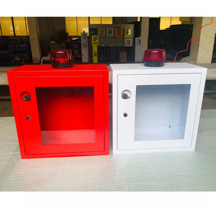 Красный и белый цвет медицинский AED дефибриллятор настенный шкаф со стробоскопическим освещением