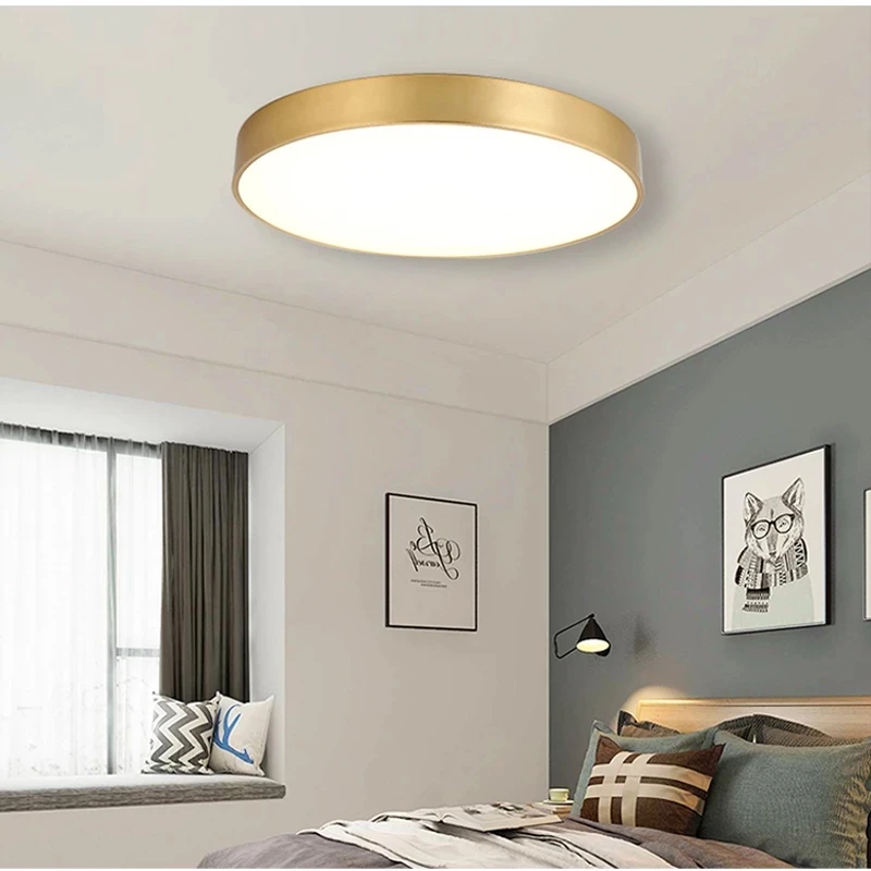 Minimalist Modern Ultra-thin Surface Mounted Living Room Bedroom Remote Home Decor 18W Lighting LED Gold Ceiling Lamp Chandelier
