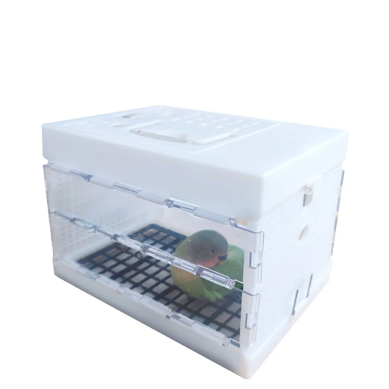 High Quality Parrot Travel Cage Birds Takeout Cage Transparent Plastic Pet Bird Cage