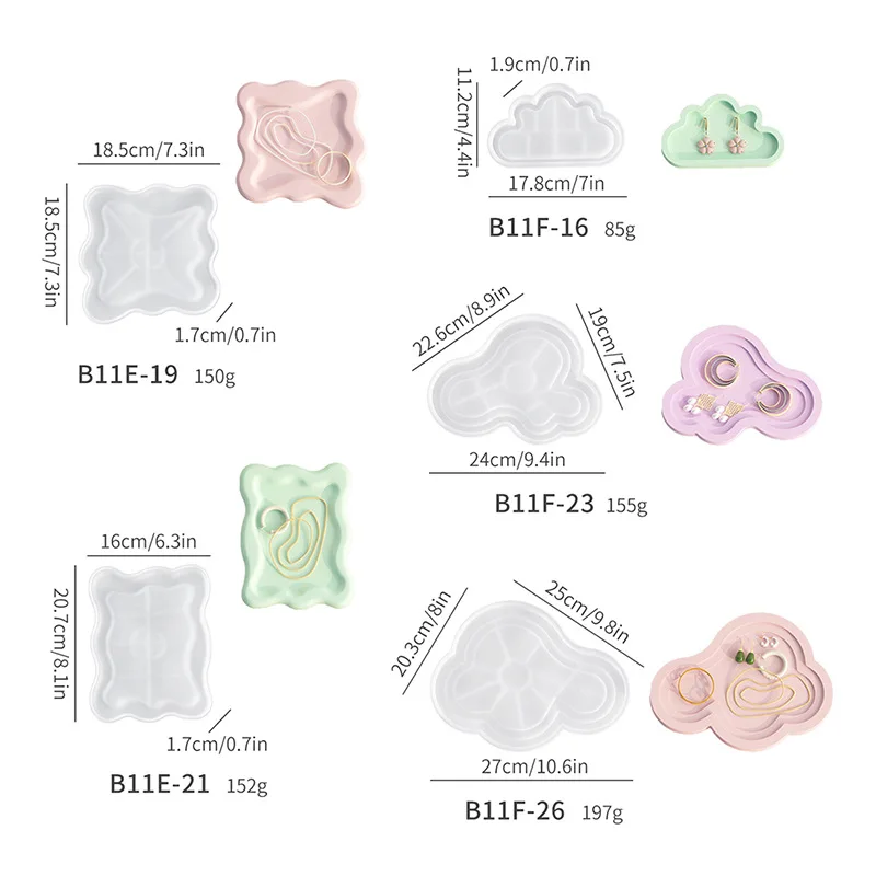 KK306 DIY Polygon Epoxy Resin Casting Mold Table Craft Decoration Cloud Coaster Crystal Silicone Mold Cement Plaster Tray Mould