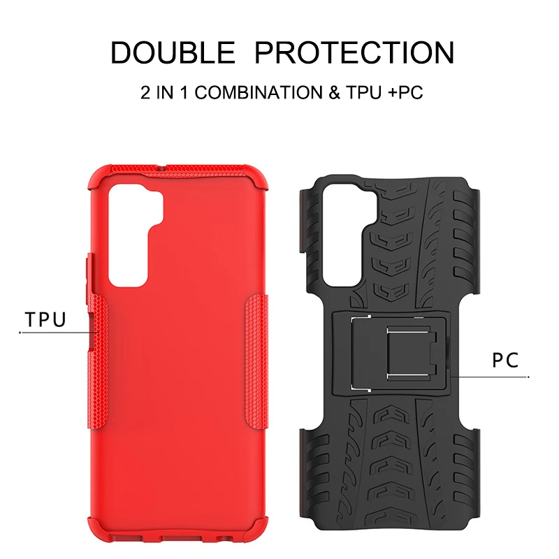 Гибридный противоударный чехол для телефона с подставкой Huawei P40 Lite прочный защитный чехол-бампер