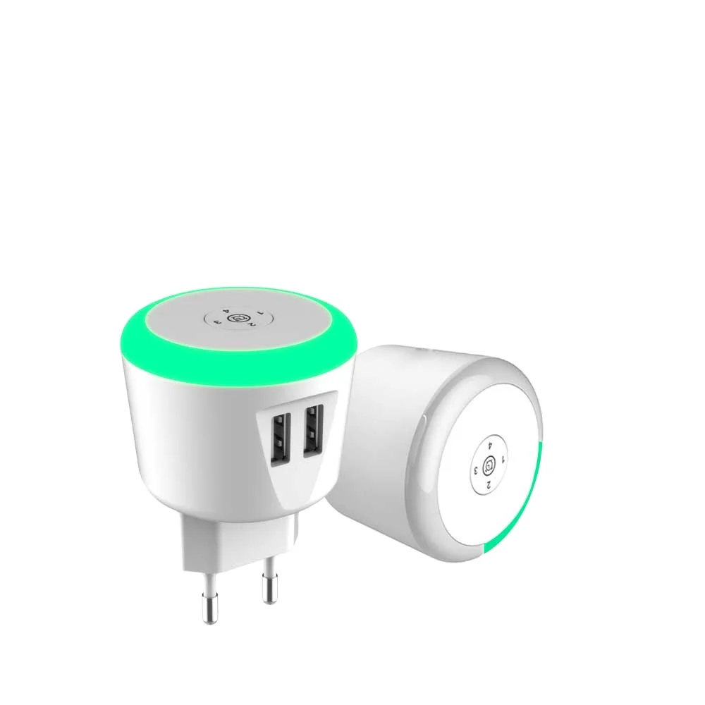 Timer Control Travel  Charger Dual USB Wall Adapter Smart charging station With LED light