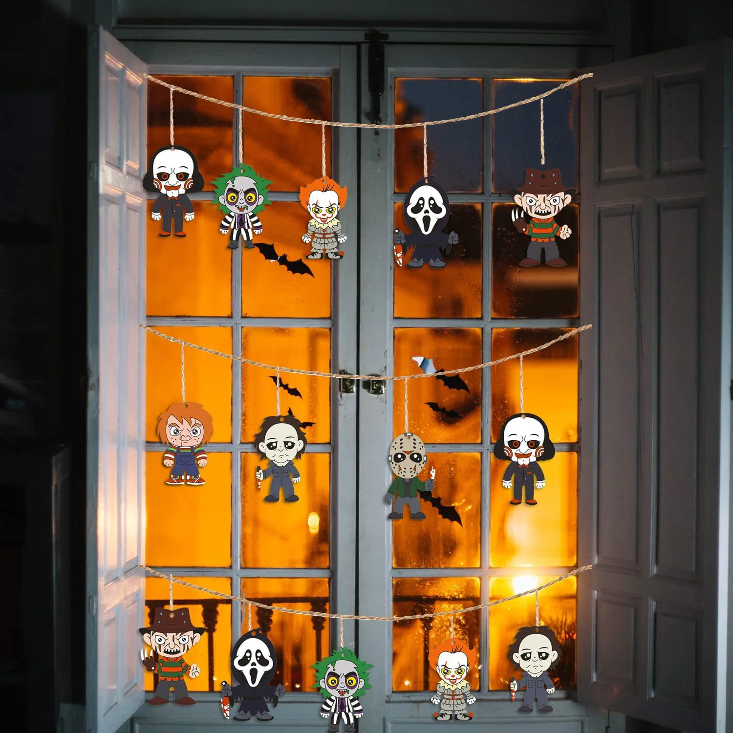 15pcs Personalized home décor Wood crafts DIY Halloween pendant Small wooden decorations