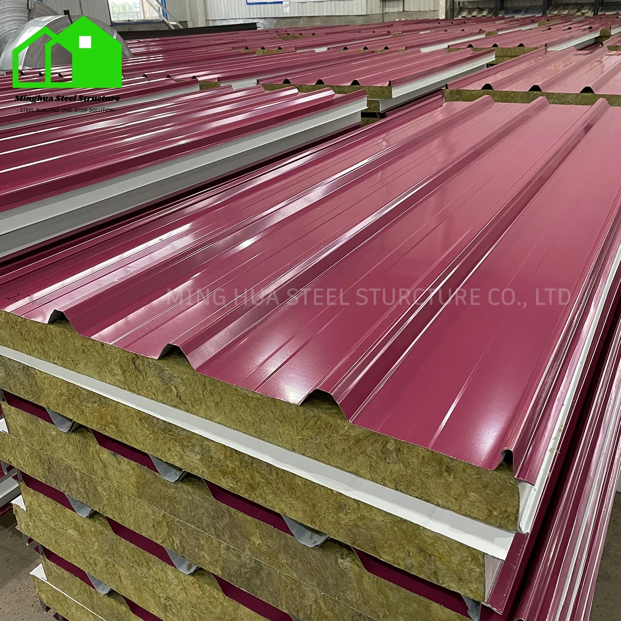 Insulated metal roofing panels Corrugated metal roofing panels Rock wool sandwich board