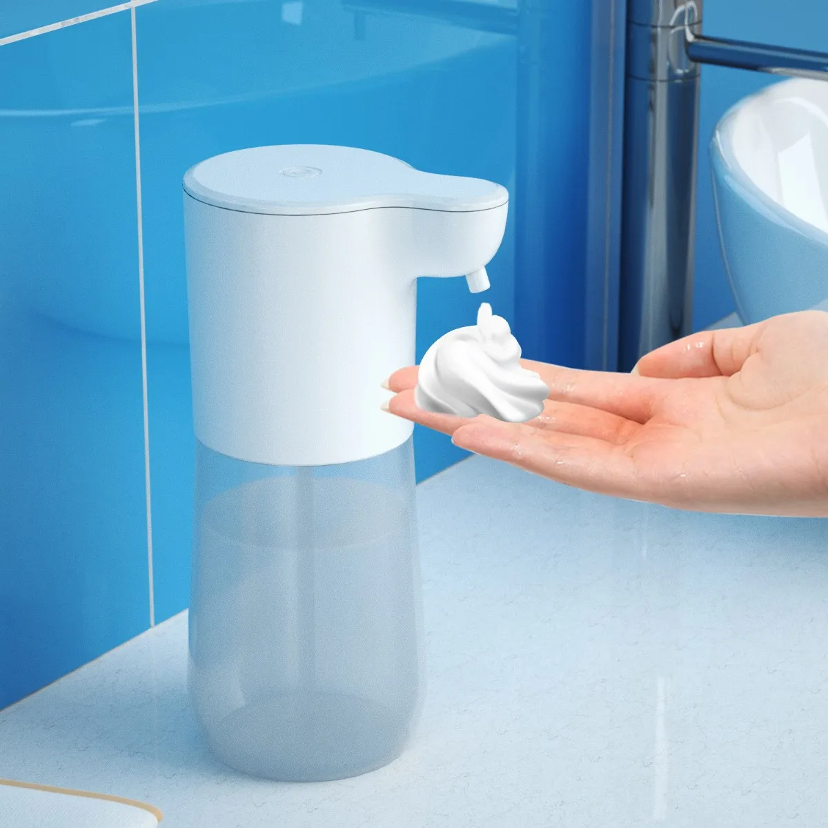 350ml/12.3oz4-Level Adjustable Volume Control Soap Dispenser Rechargeable Electric Auto Infrared Sensor Hand Soap Dispenser