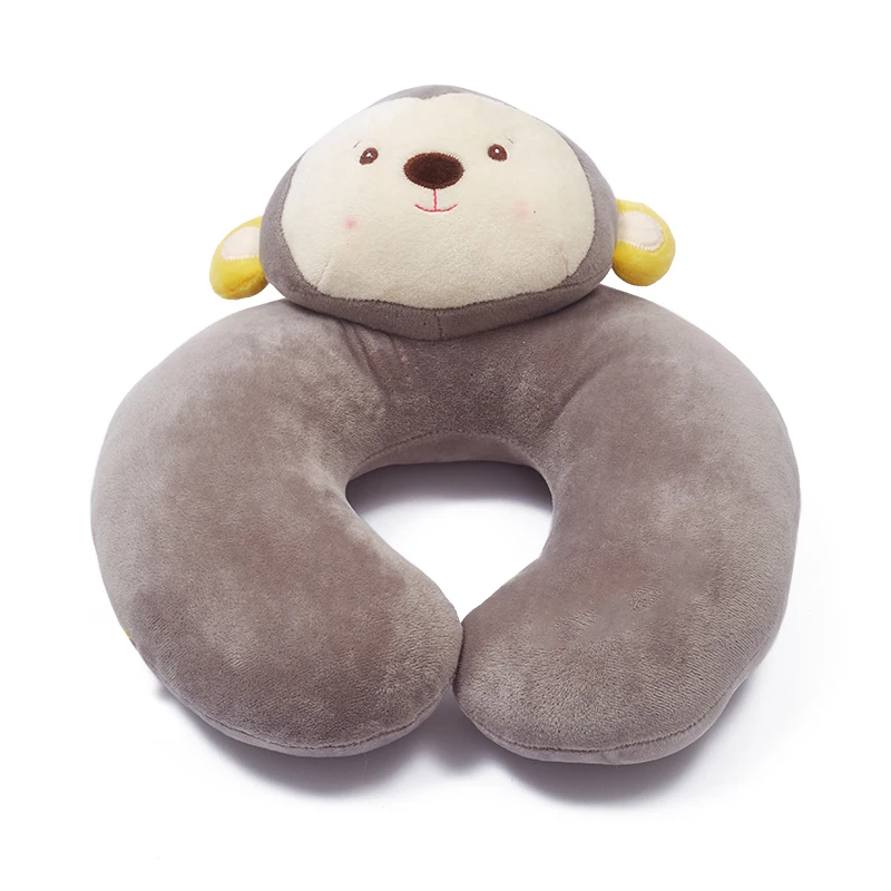 U shape custom plush stuffed animal neck pillow monkey animal pillow