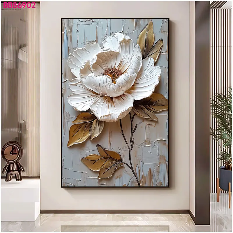 3D Texture Flower Canvas print Artwork Abstract Wall Art Paintings For Home Office Hotel Decor