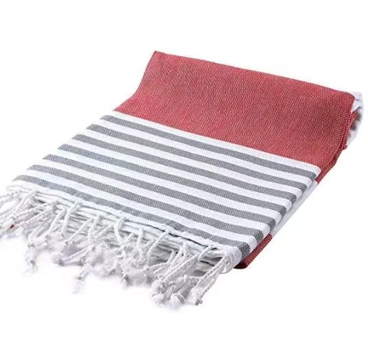 Custom 100% cotton Turkish beach towel Turkish Mohammed bath towel with tassels