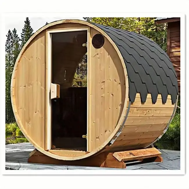 Высокое качество Новый дизайн красный кедр 8 человек большая деревянная бочка сауна комната