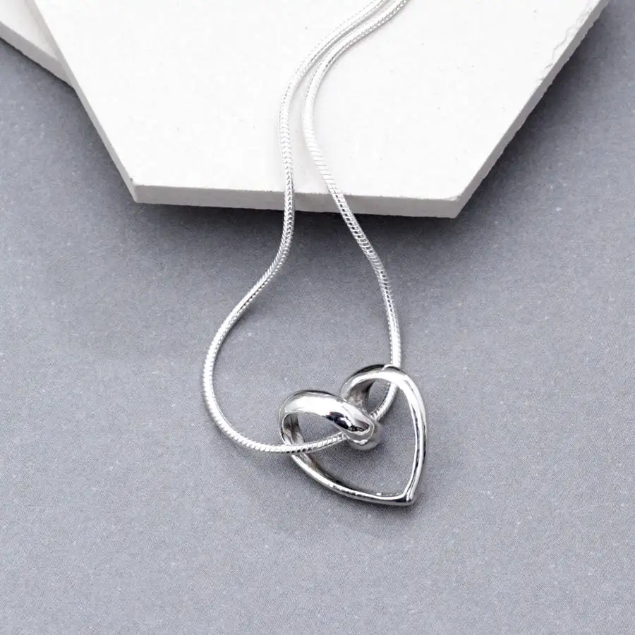 sterling silver 925 virgin mary heart charm necklaces Floating big Heart Necklace