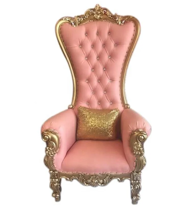 High Quality High Back Gold Color Bride and Bridegroom Wedding Throne Chairs