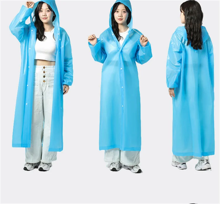 Blue Raincoat thickened non-disposable EVA fashion outdoor adult children travel travel raincoat rain poncho