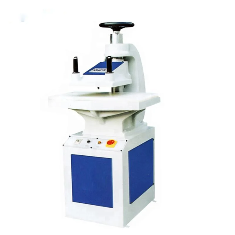 
10T China small manual hydraulic swing arm clicker press cutting shoe making machine for slipper cutting 