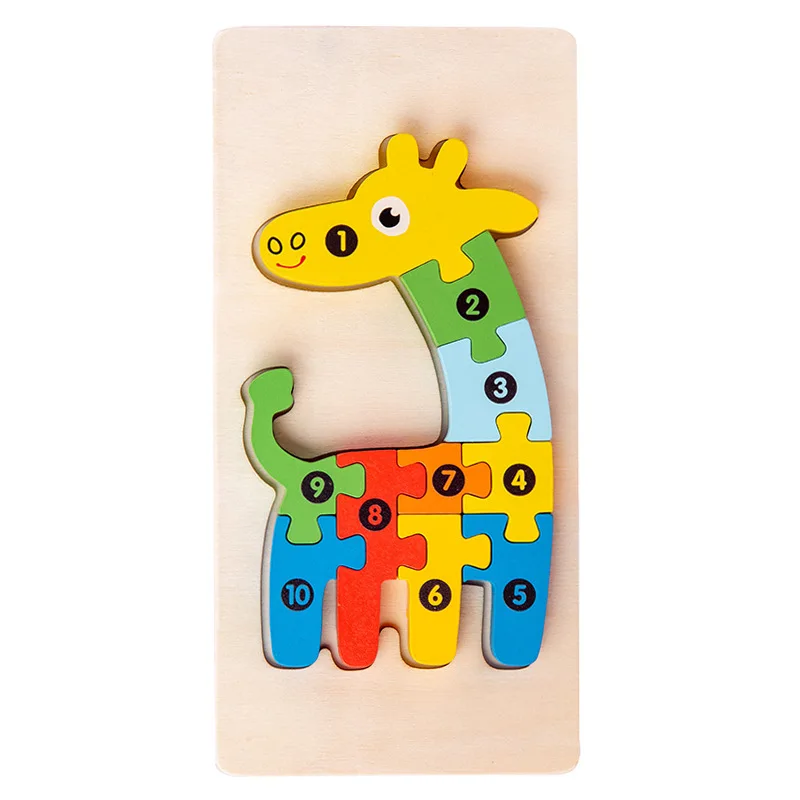3D wooden jigsaw puzzle block animal transportation jigsaw puzzle baby early education intellectual development toy