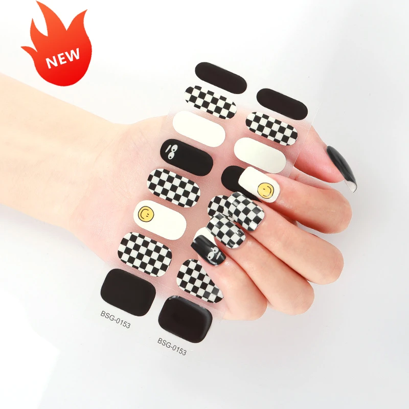 Gel Nail Polish Sticker Manufacture Non-toxic Long Lasting Glitter Luxury Semi Cured Gel Nail Strip Wraps