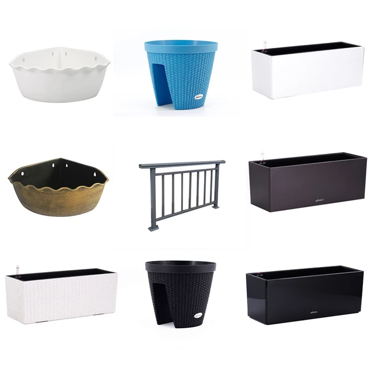 HUAZHAI Hanging Balcony Garden Planter Rail Creative Rectangular Box Pots Colgantes Macetas Hanging Desktop Plastic Flower Pot