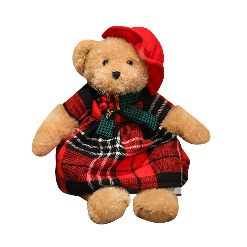 Christmas Teddy Bear With Traditional Clothes Stuffed Plush Animal Toy Christmas Decoration Gift For Children