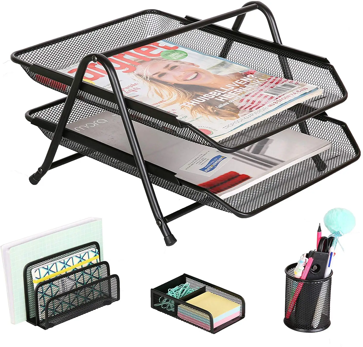 Wideny офисные принадлежности из проволоки, 4 шт., канцелярские наборы, настольный сетчатый держатель для файлов, Набор органайзеров для документов с буквами