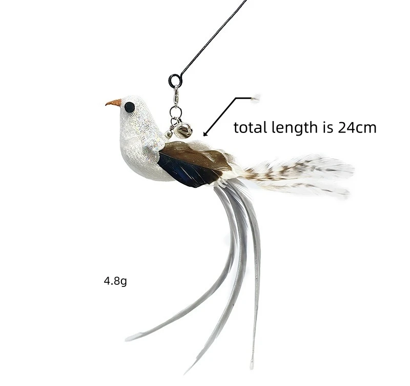 Juguete de la varita del gato Cat Teaser Wand Toy  Interactive Cat Toy Simulation Bird Rotating Feather Stick Cat Toy Refill