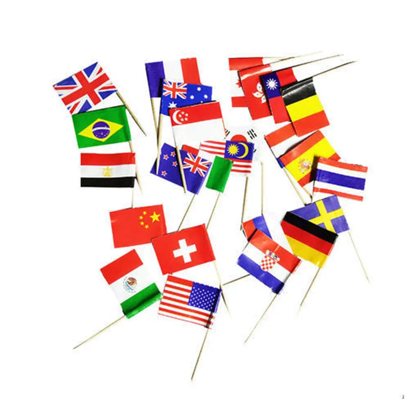 Factory Wholesale Hamburger Toothpicks Flags Countries Flags Custom Decoration Flags