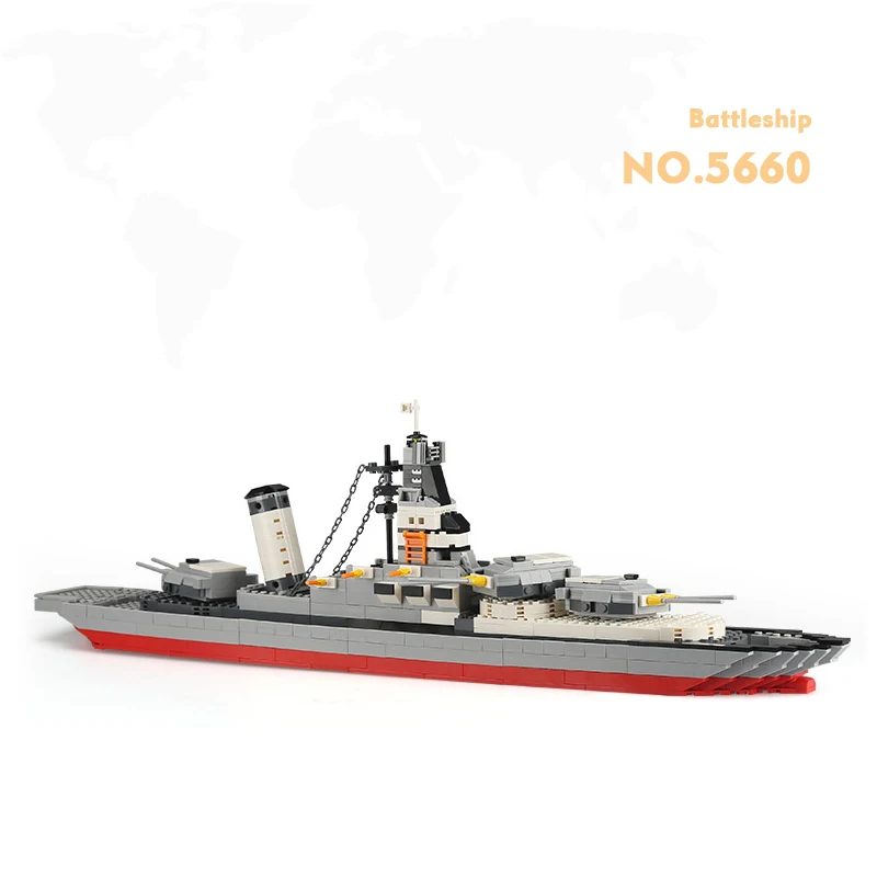 5660 линкор военная экипировка модель MOC Детский развивающий конструктор набор пластиковых игрушек