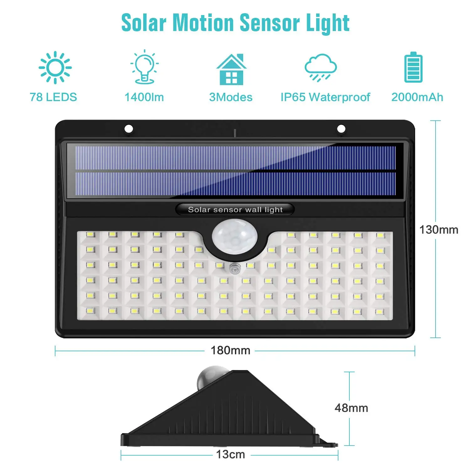 
Outdoor Solar panels 78 LED Waterproof Motion Sensor Lights Super Bright Wall Lights for Front Door, Back Yard,Garage 