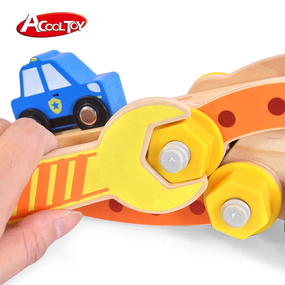 Wooden Carry Truck and 4 Cars Early Learning Vehicle Game Wooden Toy Car Set for Kids