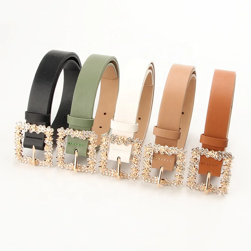 Ladies belt  alloy inlaid rhinestone belts  versatile  pu the belt for women