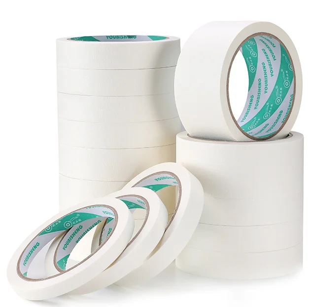 Automobile Spraying Cover Masking Tape Single Sided Crepe Paper with Heat-Resistant Rubber Adhesive Hot Melt Water Activated