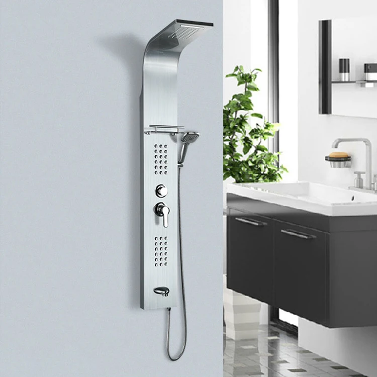 KMRY Waterfall Spa Massager Wall Mounted Bathroom Bath Jet Shower Column Tower Panel Set 304 Stainless Steel CLASSIC Modern