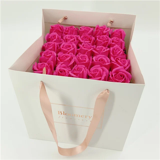 High Quality bouquets rose fresh flower boxes recyclable paper packaging bag with handle