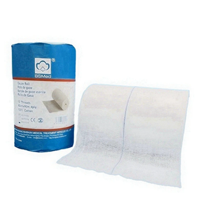 Customized sizes sterile medical absorbent gauze rolls cheap cotton white gauze roll